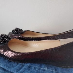 Calvin Klein ballet flats with iridescent faux lizard pattern
